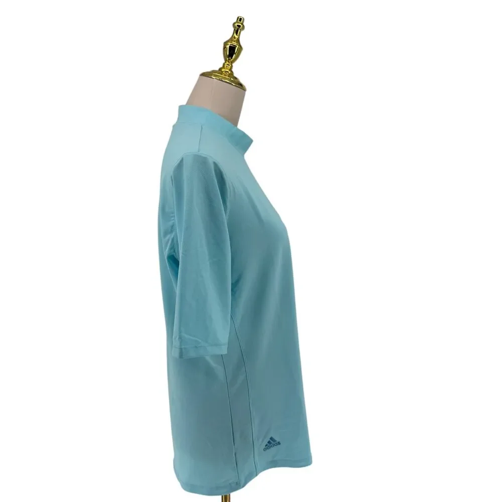 Adidas Golf Shirt Women's Large Bliss Blue Mock Neck UPF 50 Stretch HM5543 NWT - Picture 9 of 14